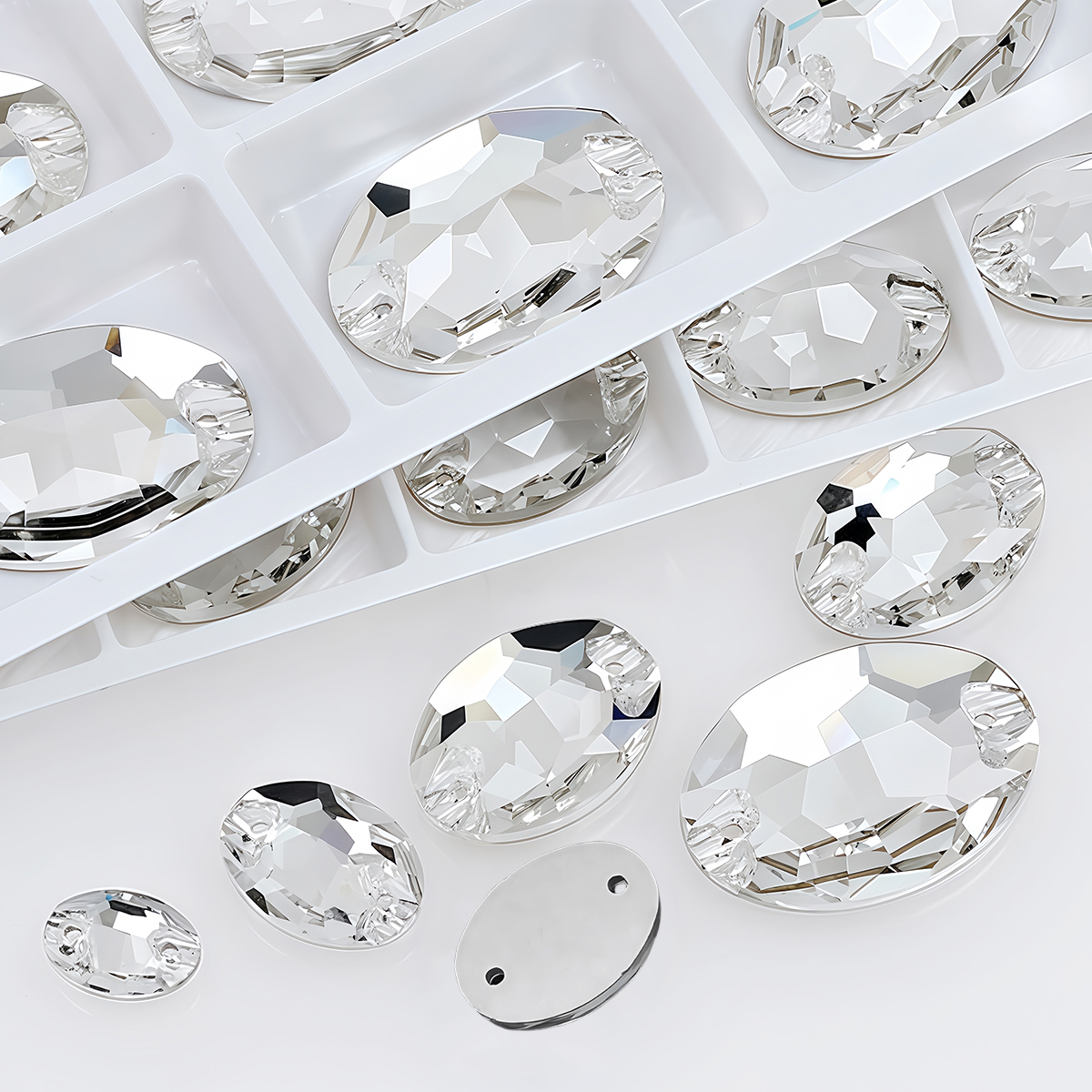 Sewing Garments - Oval Ellipse Crystal Clear Glass Rhinestone