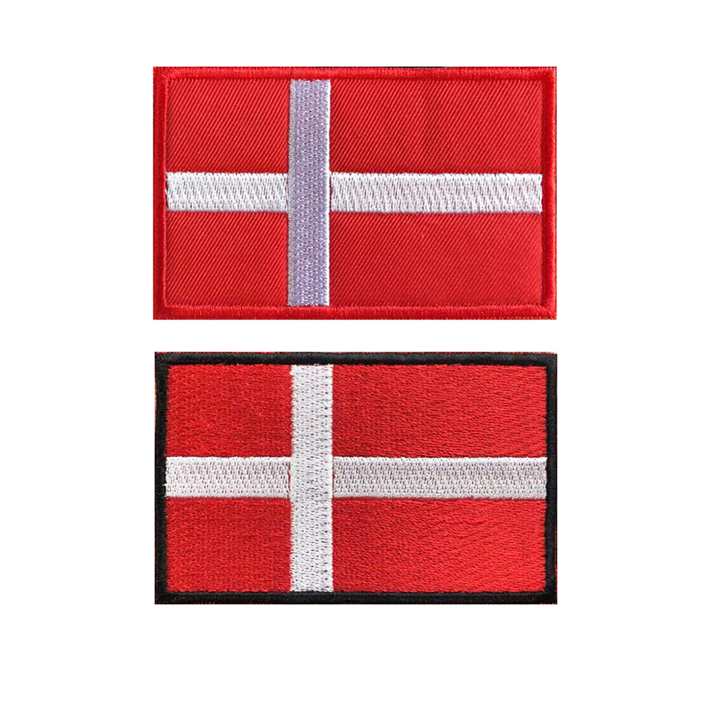 Velcro Sew On - 1PC Danish Flag Denmark Embroidered Patch