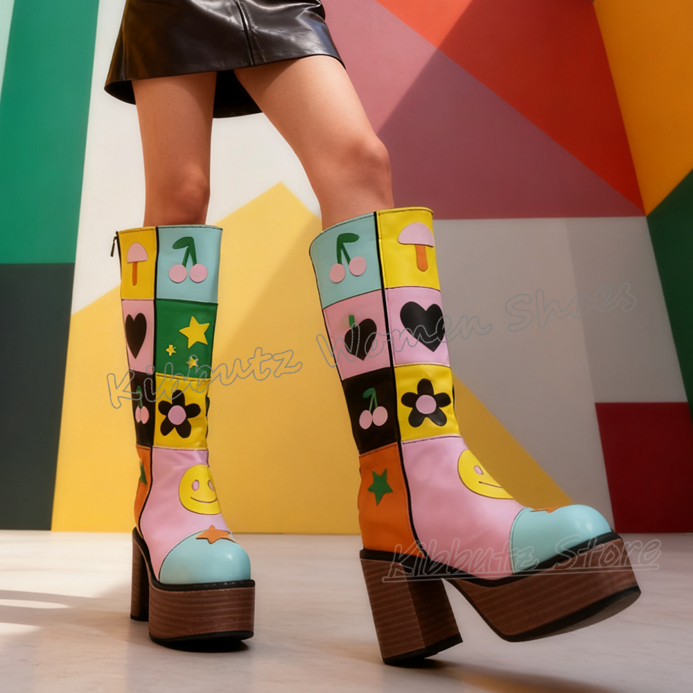 Flower Platform Knee High Boot - Sewing Zipper のレビューと価格