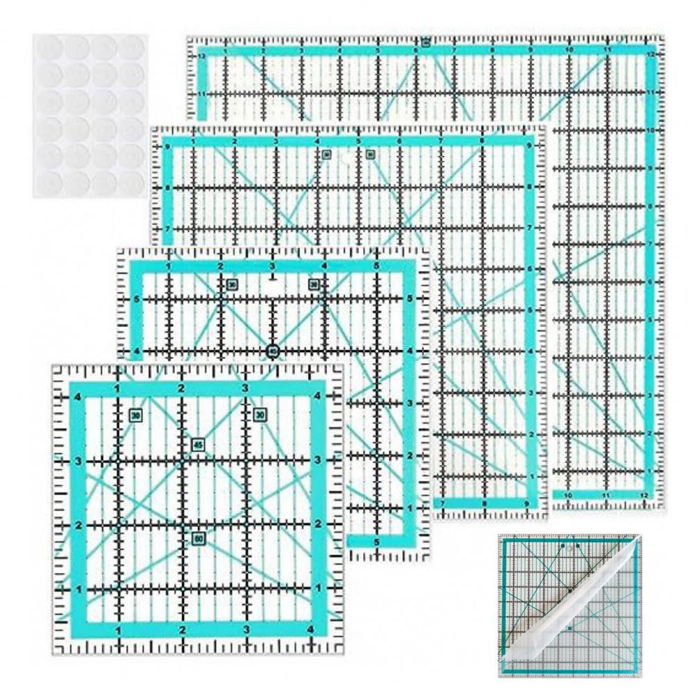 4Pcs Acrylic Quilting Ruler wi - Quilting Ruler Square のレビューと価格