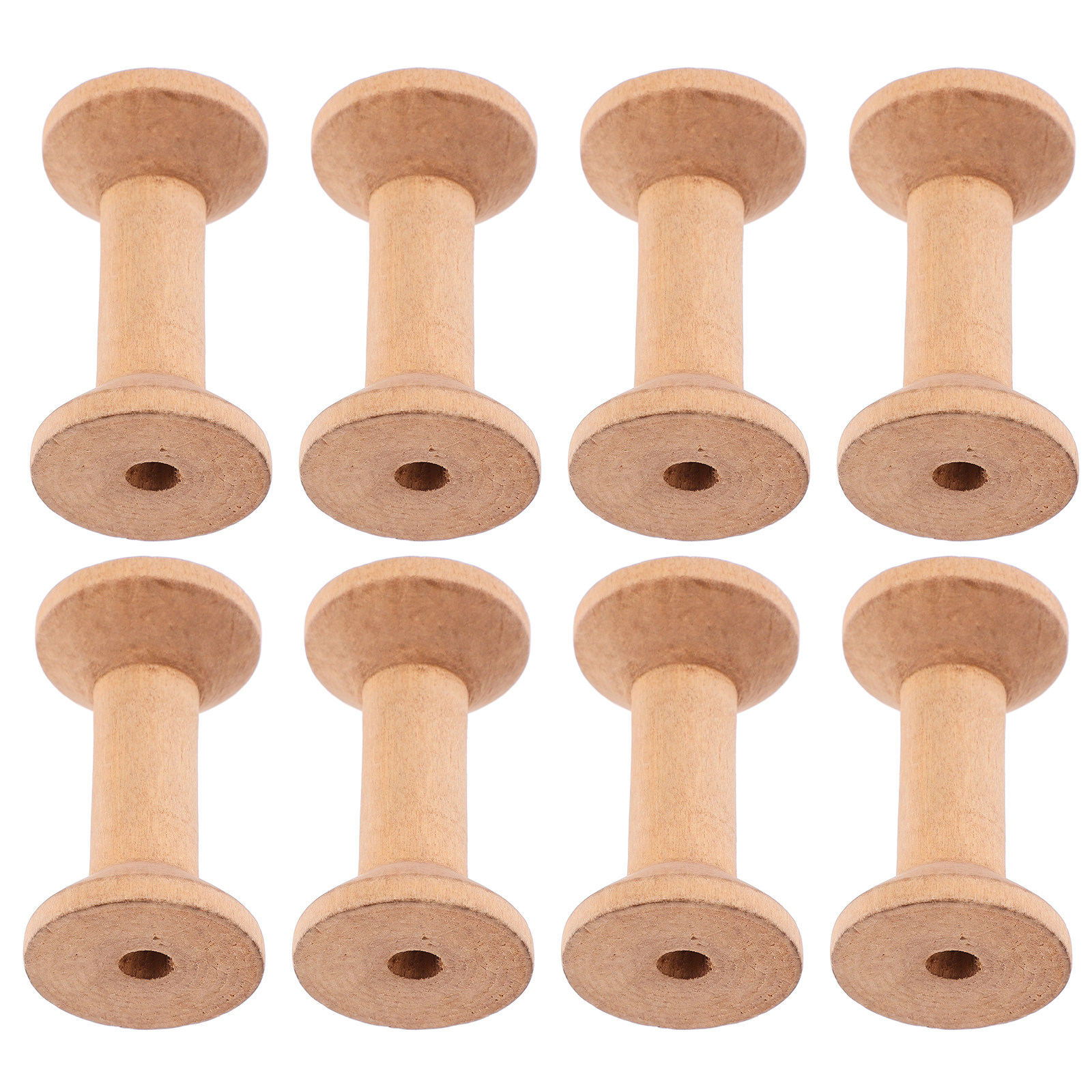 8Pcs Barrel Shaped Wooden Spoo - Thread Bobbins Empty のレビューと価格