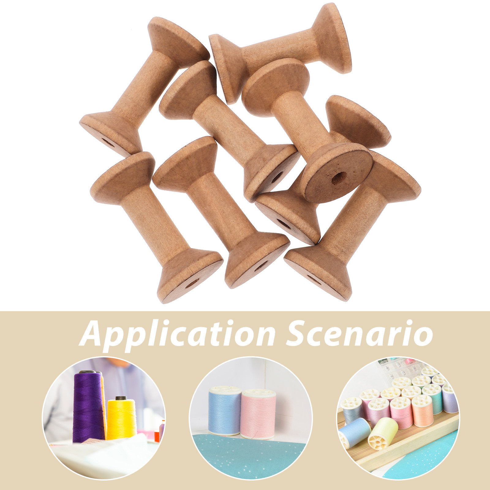 8Pcs Barrel Shaped Wooden Spoo - Thread Bobbins Empty のレビューと価格