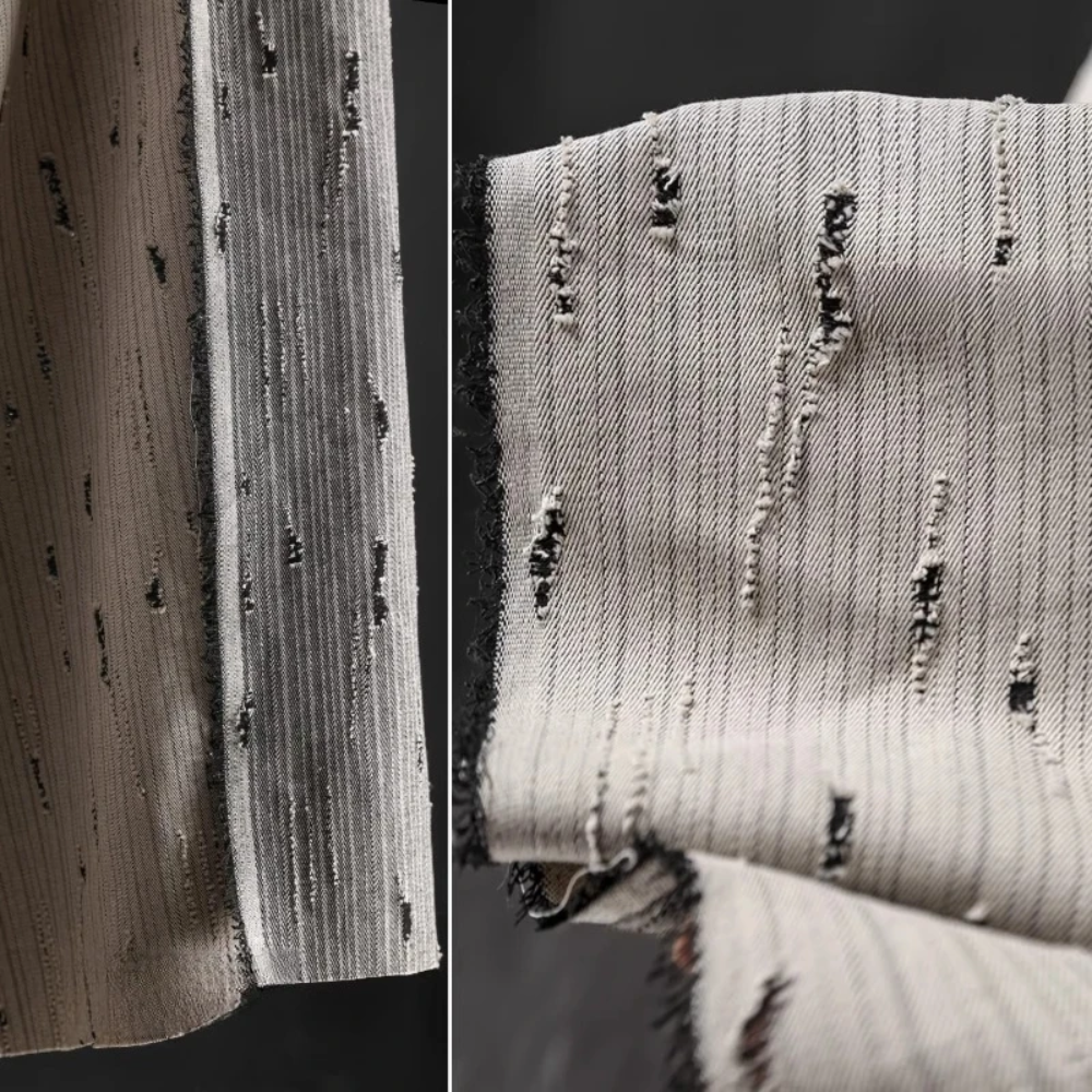 Striped Denim Cotton Jacquard  - Sewing Recycle のレビューと価格