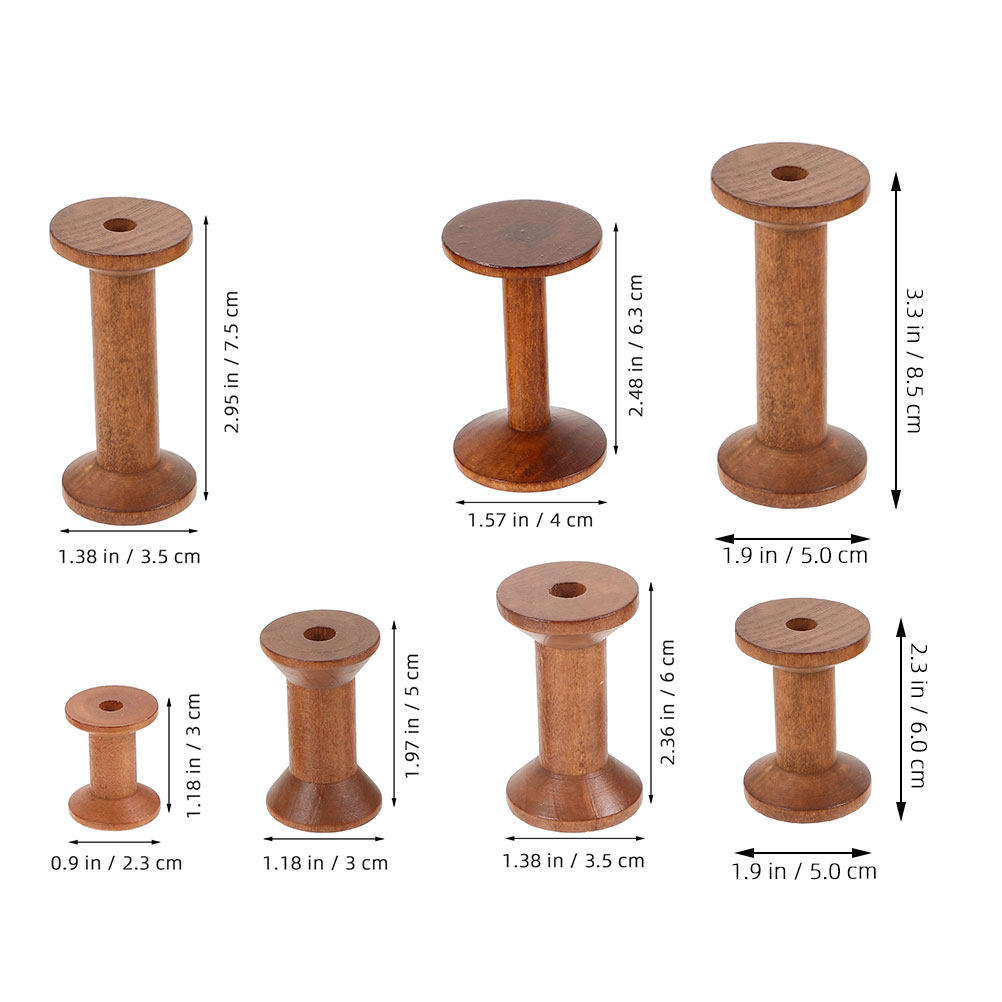 7Pcs Wood Spools Empty Thread  - Thread Bobbins Empty のレビューと価格