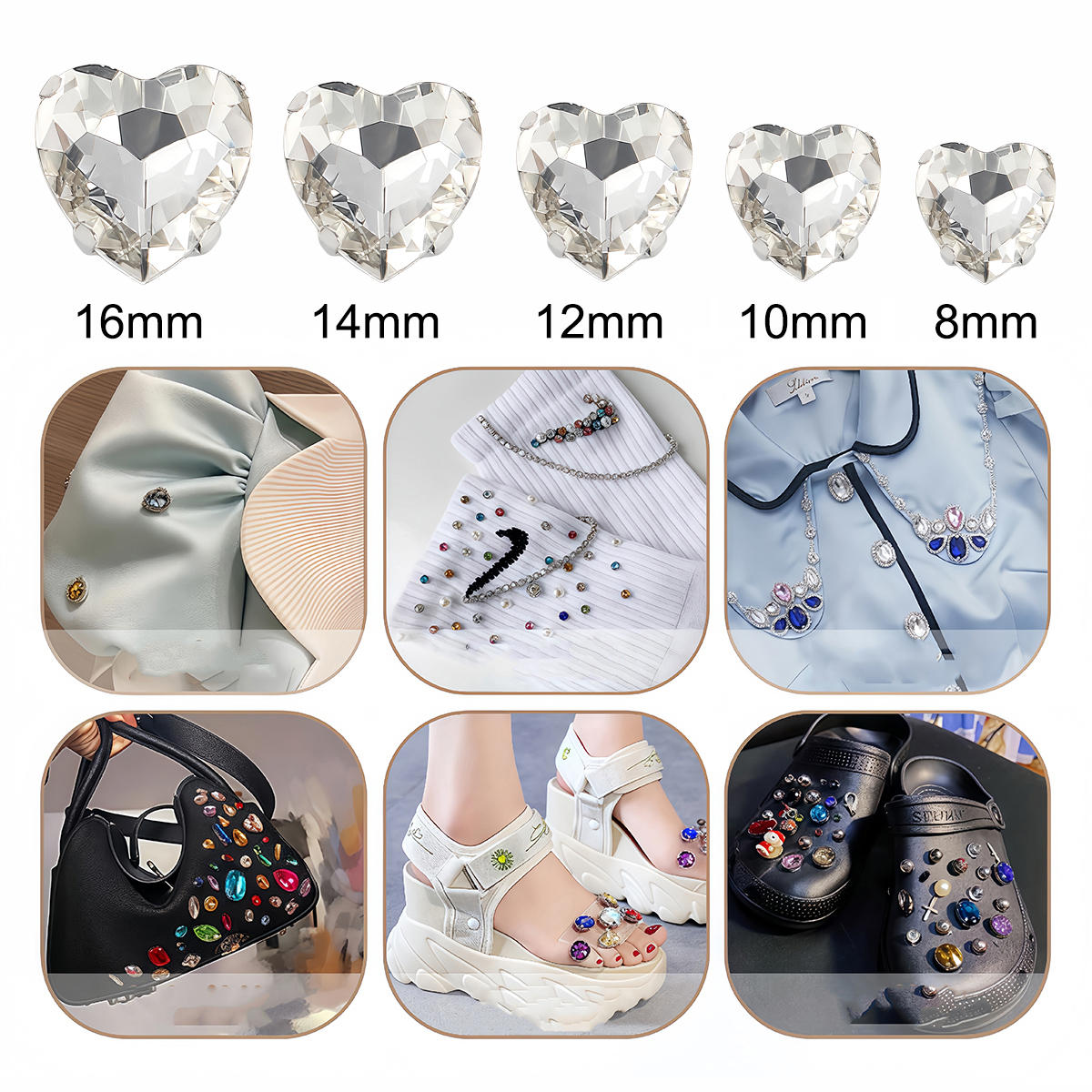 Heart Shape Glass Rhinestones  - Sewing Garments のレビューと価格