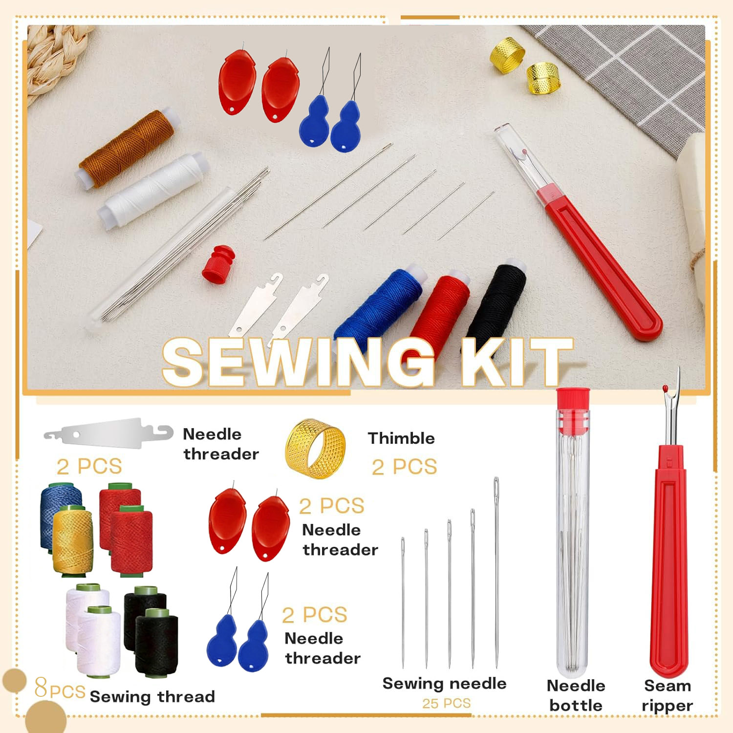 43pcs Big Eye Sewing Needle Ki - Sewing Garments のレビューと価格