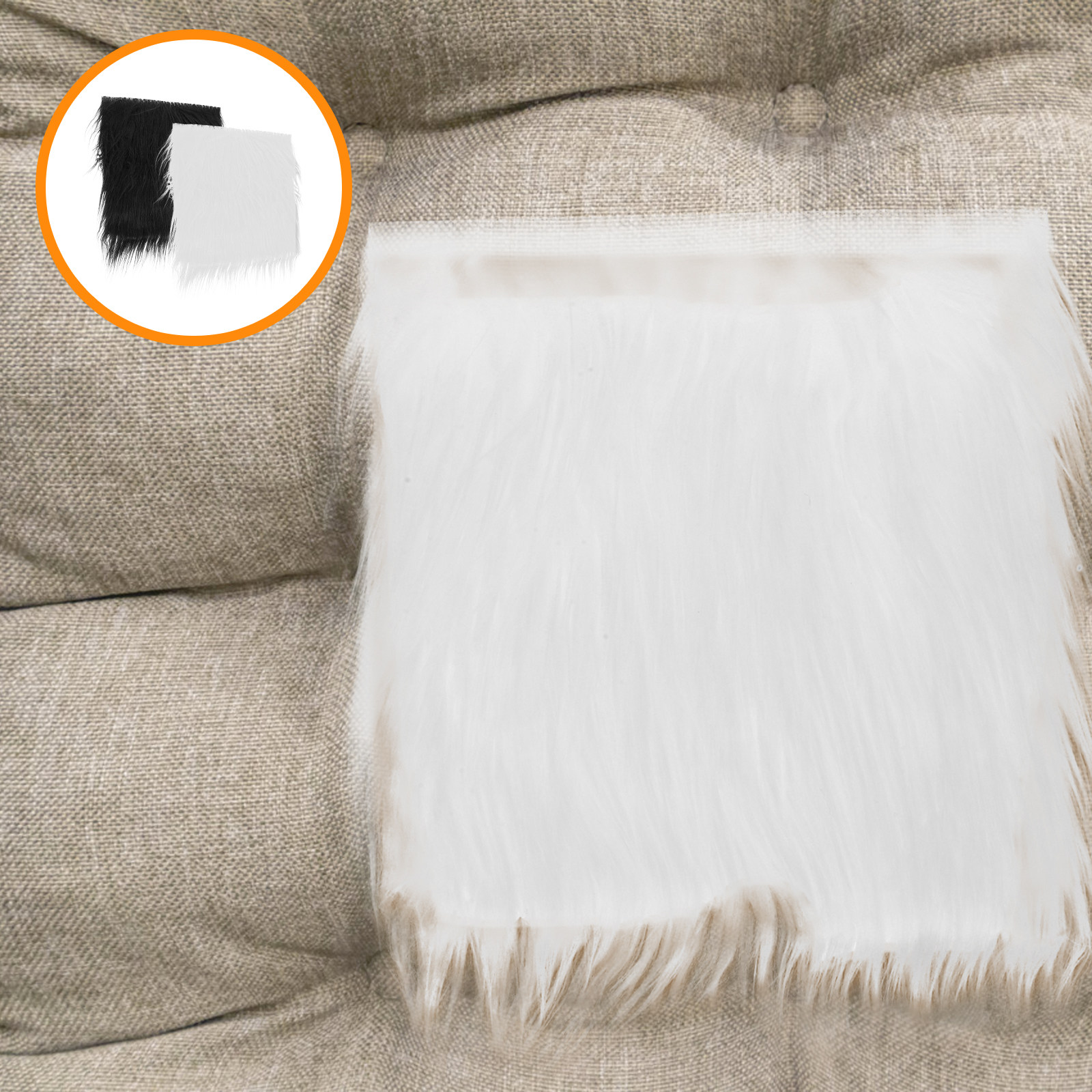 2Pcs Square Long Hair Faux Fab - Sewing In Textile のレビューと価格