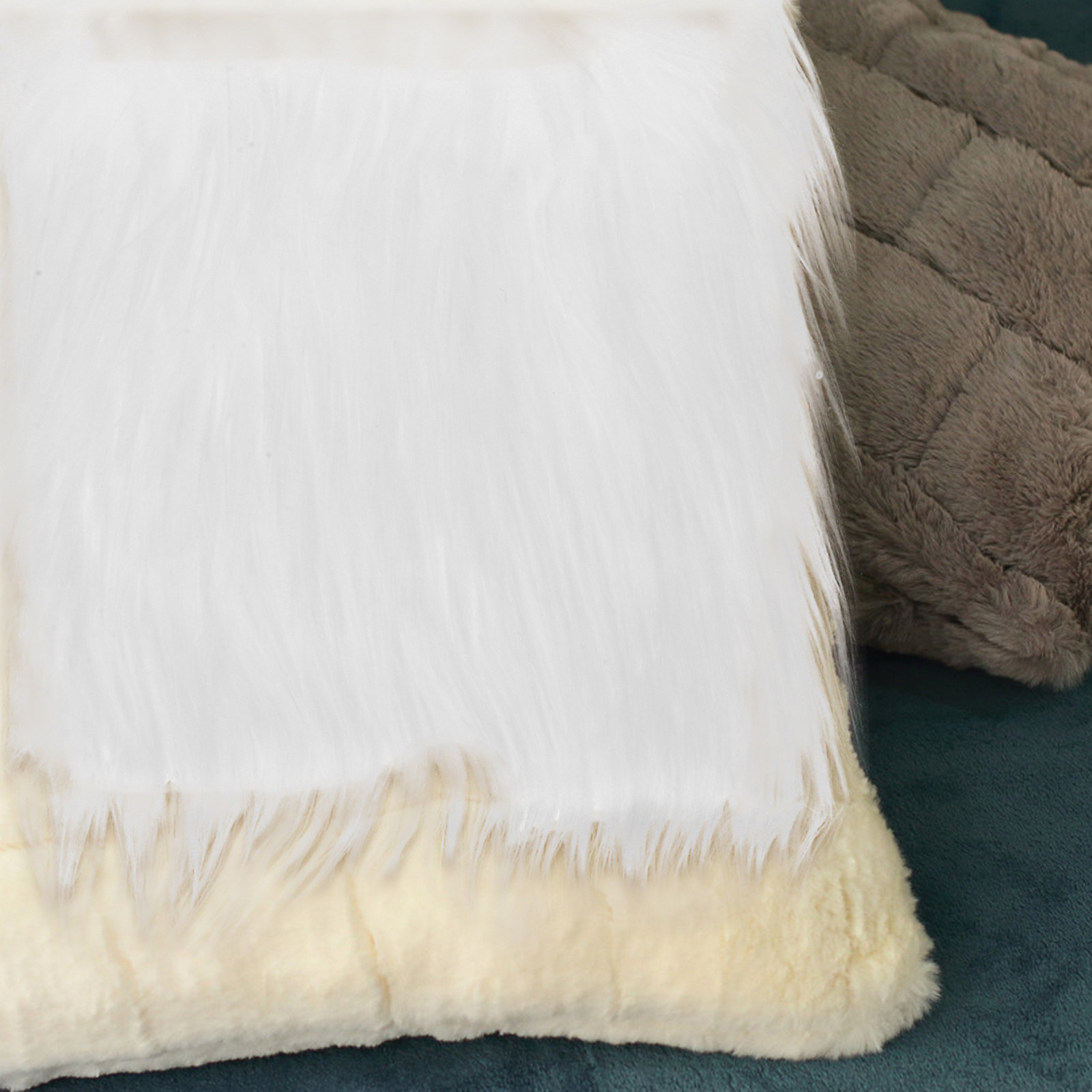 2Pcs Square Long Hair Faux Fab - Sewing In Textile のレビューと価格