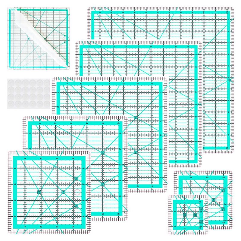 A25F-Blue 7-Piece Collar Ruler - Quilting Ruler Square のレビューと価格