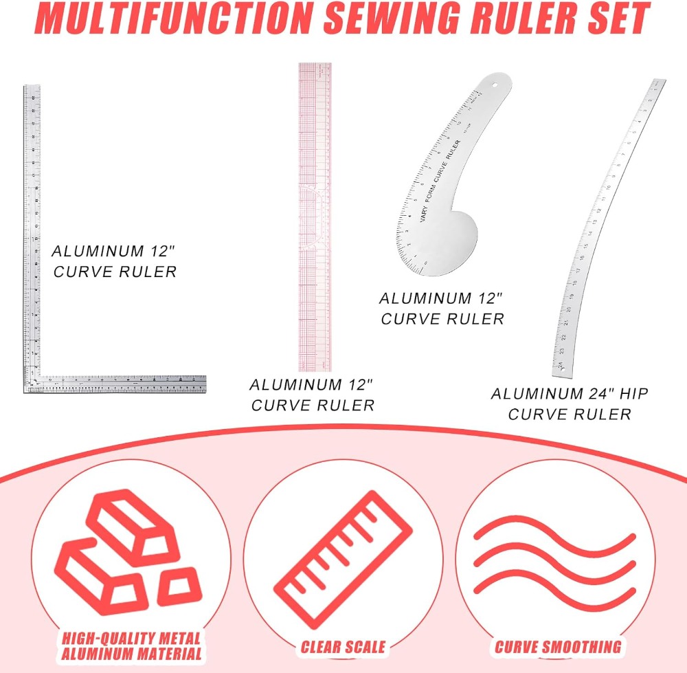 4 Pcs French Curve Ruler Set - - Quilting Ruler Square のレビューと価格