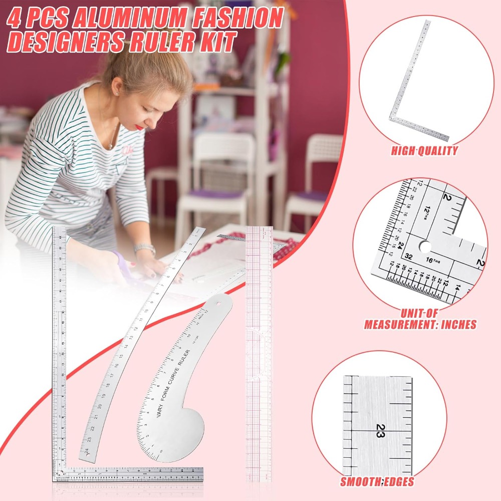 4 Pcs French Curve Ruler Set - - Quilting Ruler Square のレビューと価格