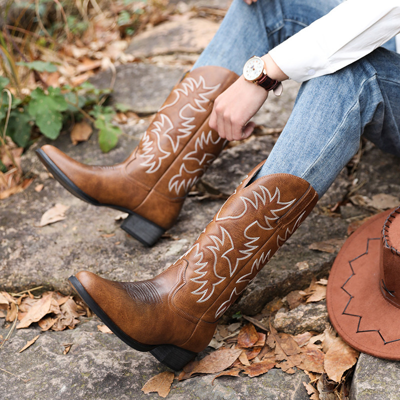 New Men Handmade Cowboy Boots  - Sewing Embroidery Fabric のレビューと価格