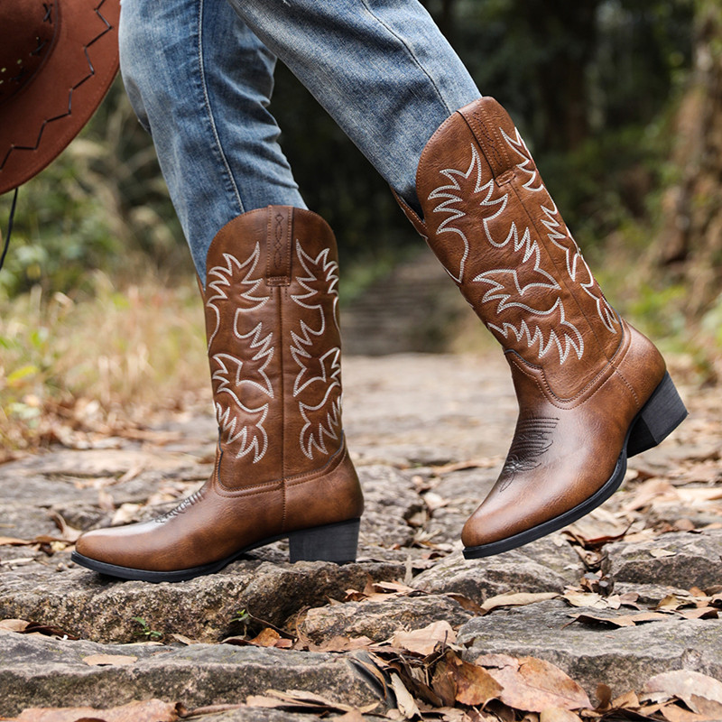 New Men Handmade Cowboy Boots  - Sewing Embroidery Fabric のレビューと価格